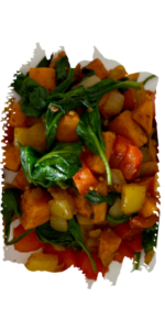 Sweet Potato Pepper Spinach Hash